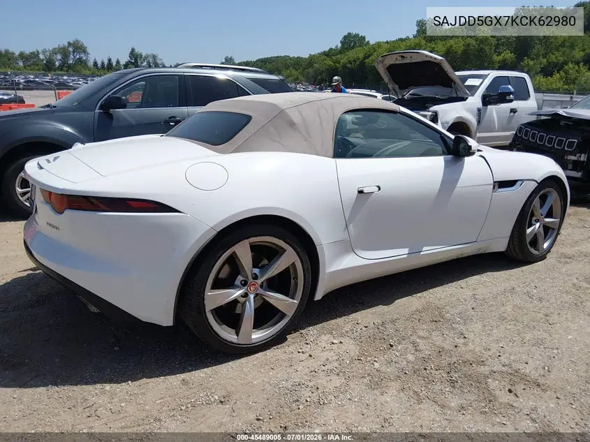 2019 Jaguar F-Type P300 VIN: SAJDD5GX7KCK62980 Lot: 45489005