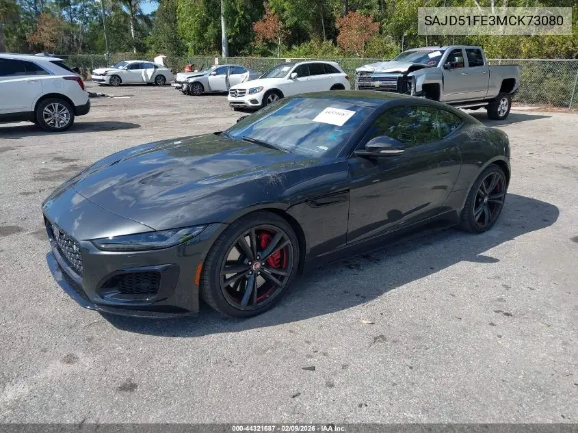 2021 Jaguar F-Type R Awd Automatic VIN: SAJD51FE3MCK73080 Lot: 44321687
