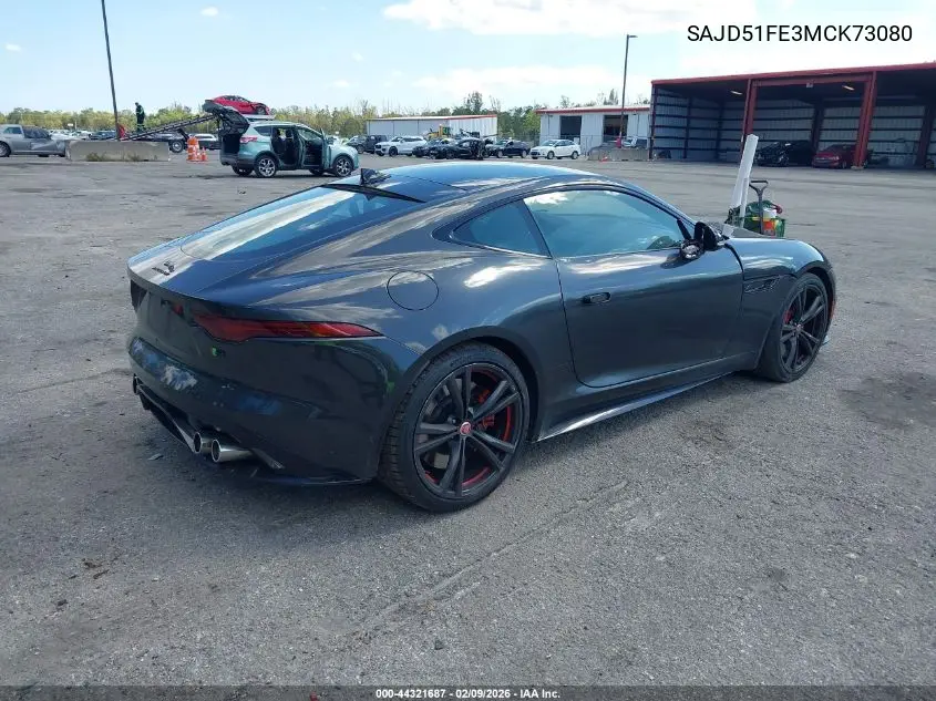 2021 Jaguar F-Type R Awd Automatic VIN: SAJD51FE3MCK73080 Lot: 44321687
