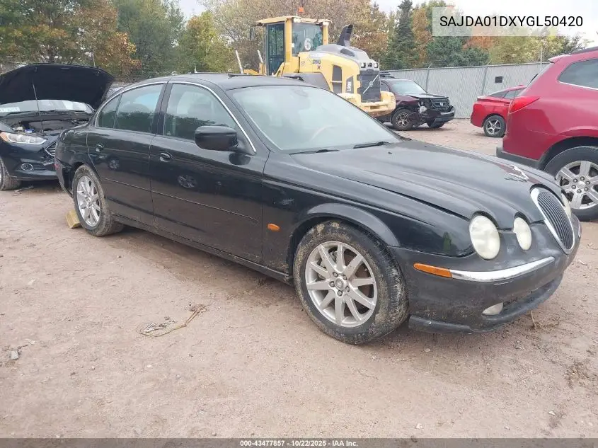 2000 Jaguar S-Type 4.0L V8 VIN: SAJDA01DXYGL50420 Lot: 43477857