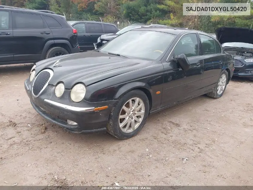2000 Jaguar S-Type 4.0L V8 VIN: SAJDA01DXYGL50420 Lot: 43477857