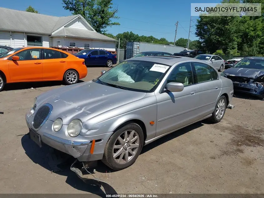 2000 Jaguar S-Type 3.0L V6 VIN: SAJDA01C9YFL70445 Lot: 45291234