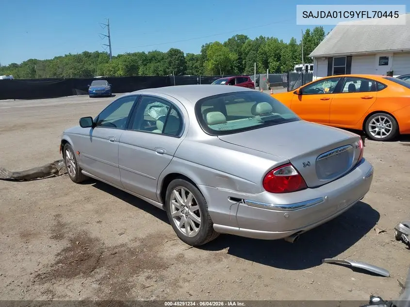 2000 Jaguar S-Type 3.0L V6 VIN: SAJDA01C9YFL70445 Lot: 45291234