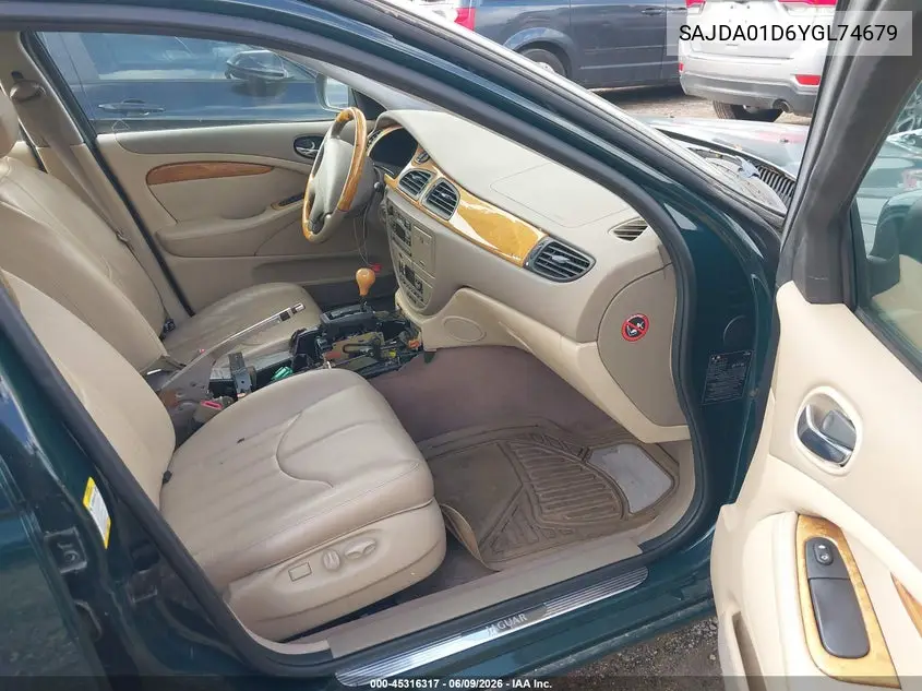 2000 Jaguar S-Type 4.0L V8 VIN: SAJDA01D6YGL74679 Lot: 45316317