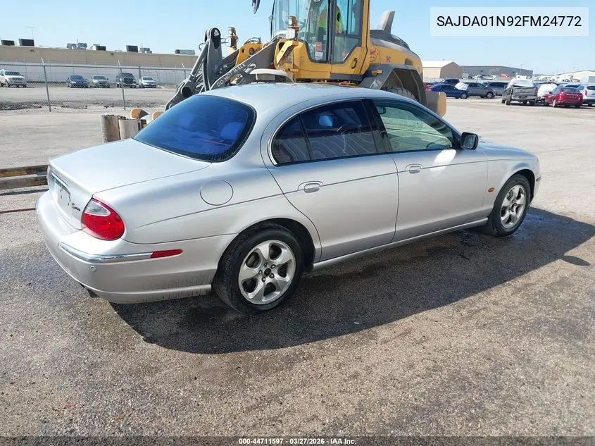 2002 Jaguar S-Type 3.0L V6 VIN: SAJDA01N92FM24772 Lot: 44711597