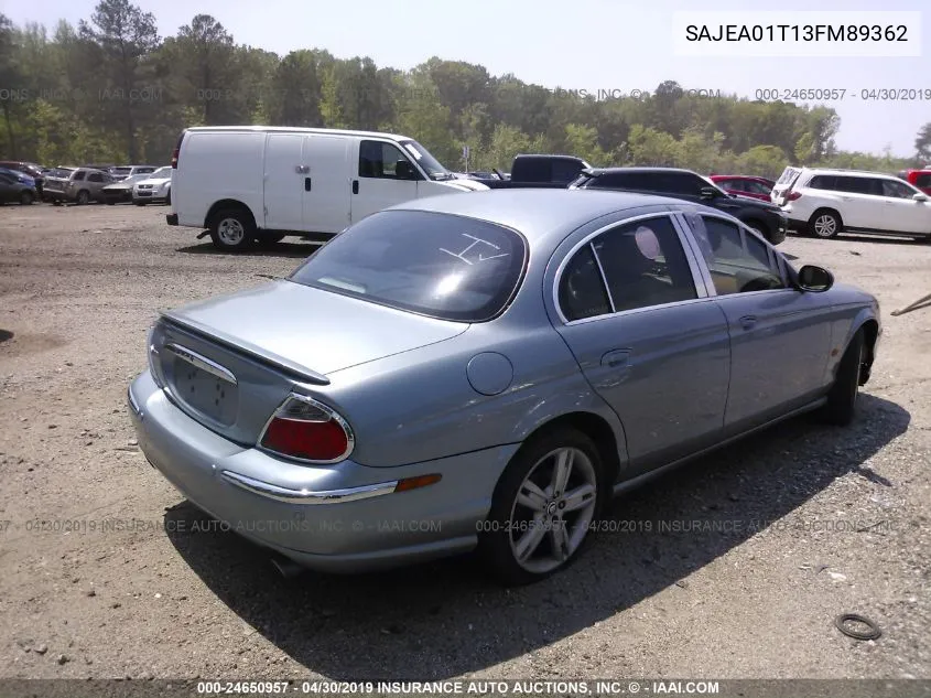 2003 Jaguar S-Type VIN: SAJEA01T13FM89362 Lot: 24650957
