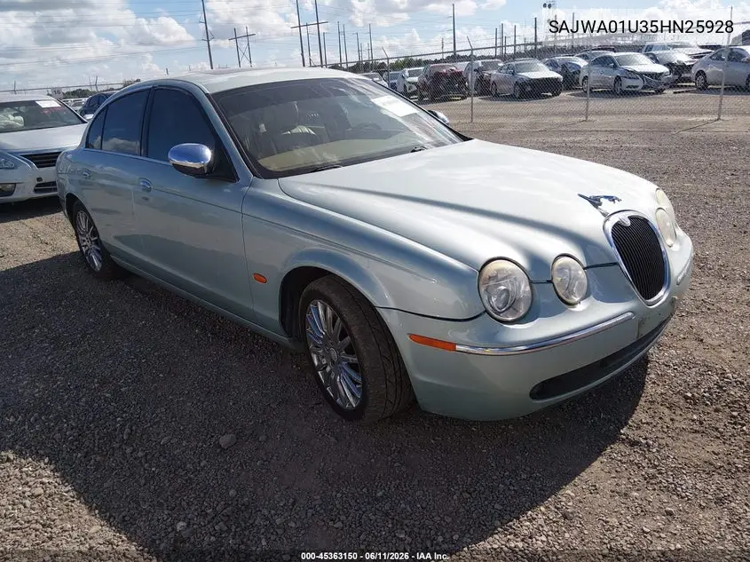 2005 Jaguar S-Type 4.2L V8 VIN: SAJWA01U35HN25928 Lot: 45363150