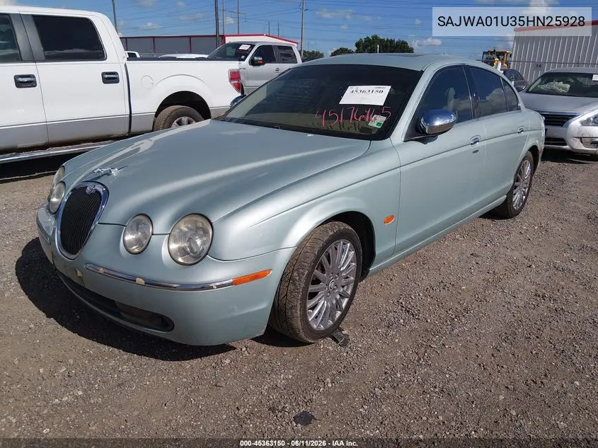 2005 Jaguar S-Type 4.2L V8 VIN: SAJWA01U35HN25928 Lot: 45363150