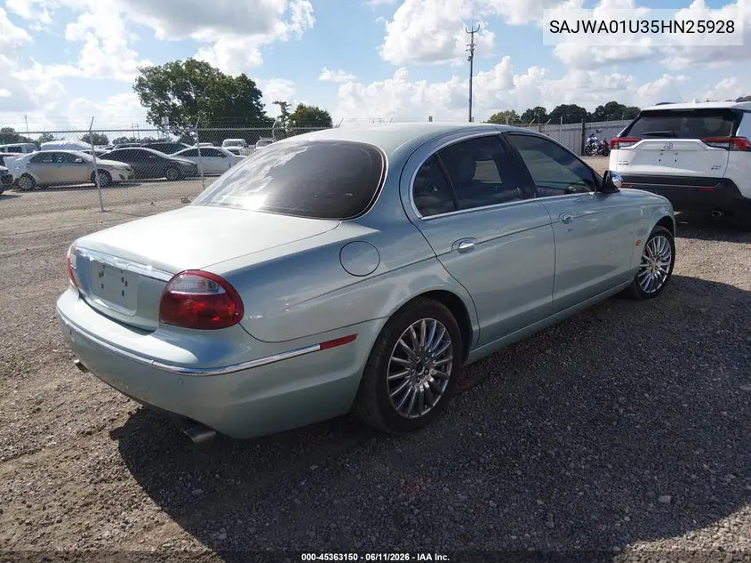 2005 Jaguar S-Type 4.2L V8 VIN: SAJWA01U35HN25928 Lot: 45363150