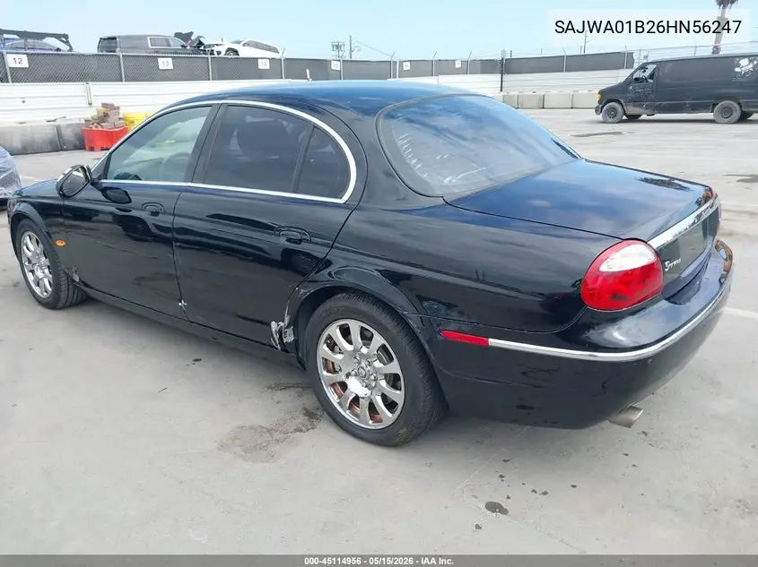 2006 Jaguar S-Type 4.2L V8 VIN: SAJWA01B26HN56247 Lot: 45114956