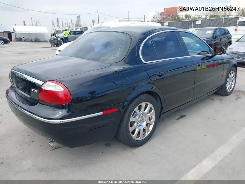 2006 Jaguar S-Type 4.2L V8 VIN: SAJWA01B26HN56247 Lot: 45114956