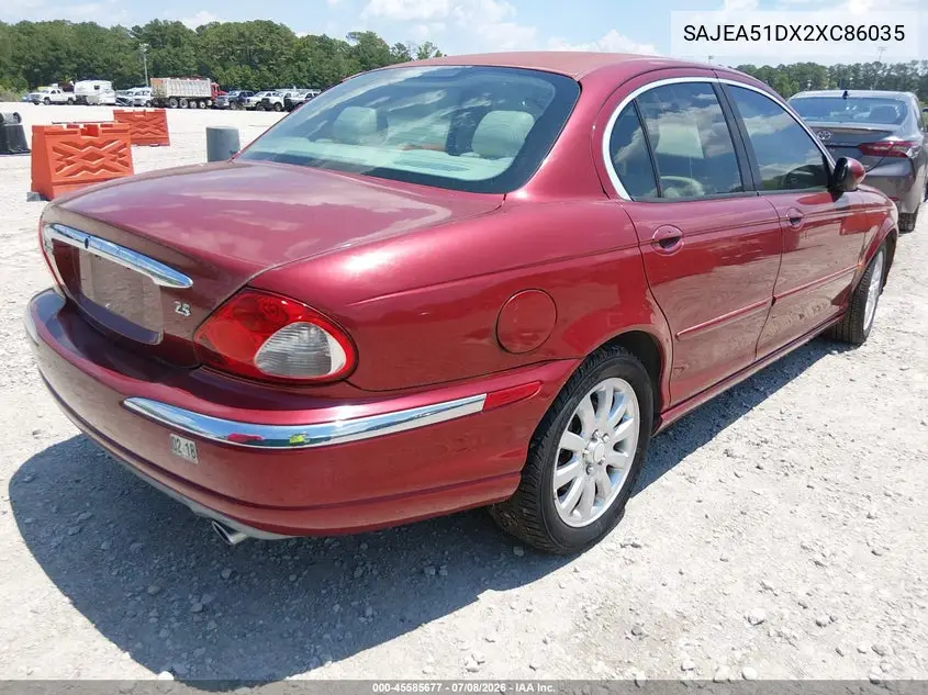 2002 Jaguar X-Type 2.5L VIN: SAJEA51DX2XC86035 Lot: 45585677