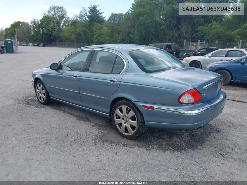 2003 Jaguar X-Type 2.5 VIN: SAJEA51D63XD43638 Lot: 45099118