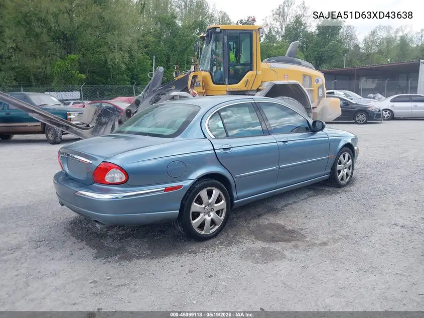 2003 Jaguar X-Type 2.5 VIN: SAJEA51D63XD43638 Lot: 45099118