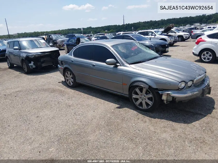 2003 Jaguar X-Type 3.0 VIN: SAJEA51C43WC92654 Lot: 45611665