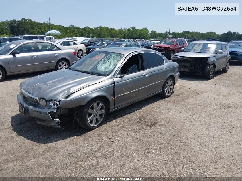 2003 Jaguar X-Type 3.0 VIN: SAJEA51C43WC92654 Lot: 45611665