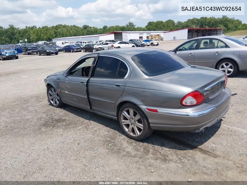 2003 Jaguar X-Type 3.0 VIN: SAJEA51C43WC92654 Lot: 45611665