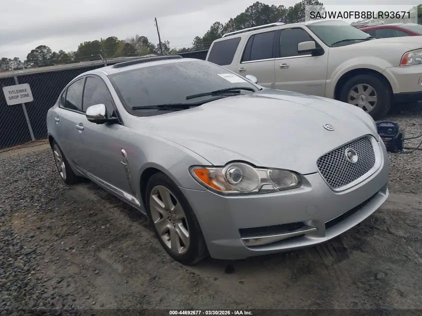 2011 Jaguar Xf VIN: SAJWA0FB8BLR93671 Lot: 44692677