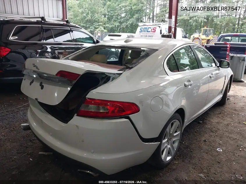2011 Jaguar Xf VIN: SAJWA0FBXBLR87547 Lot: 45633253