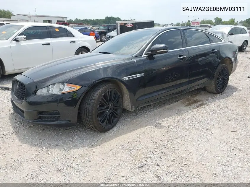 2011 Jaguar Xj Xjl Supercharged VIN: SAJWA2GE0BMV03111 Lot: 45581207