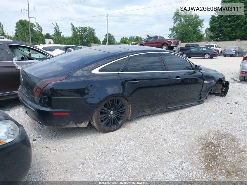 2011 Jaguar Xj Xjl Supercharged VIN: SAJWA2GE0BMV03111 Lot: 45581207