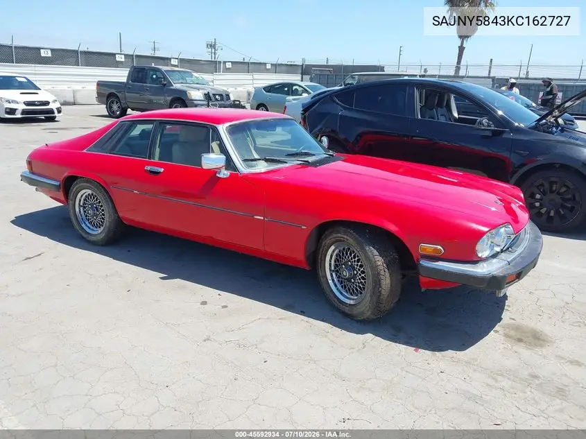 1989 Jaguar Xjs VIN: SAJNY5843KC162727 Lot: 45592934
