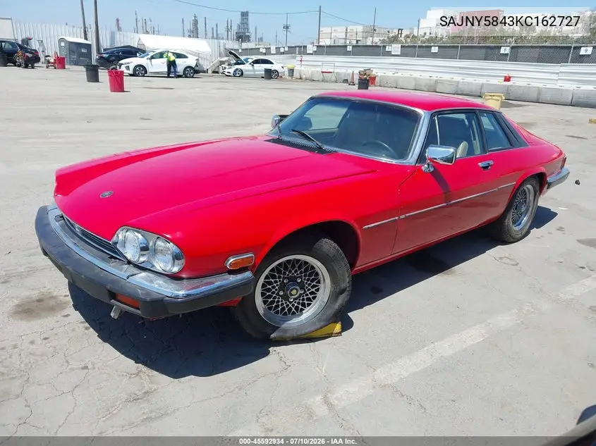 1989 Jaguar Xjs VIN: SAJNY5843KC162727 Lot: 45592934