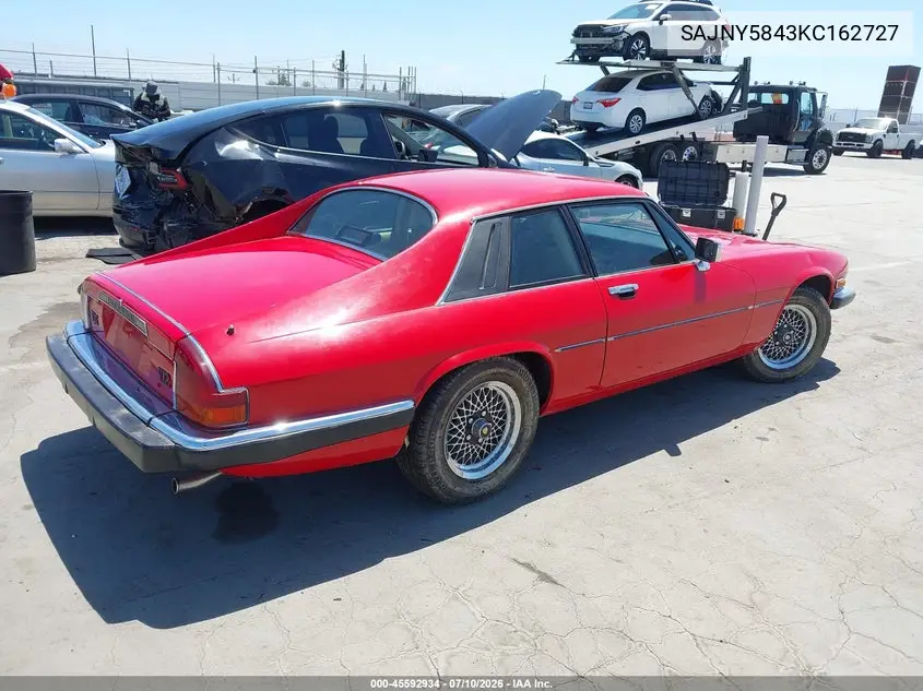 1989 Jaguar Xjs VIN: SAJNY5843KC162727 Lot: 45592934