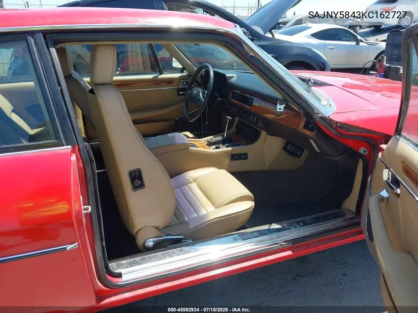 1989 Jaguar Xjs VIN: SAJNY5843KC162727 Lot: 45592934