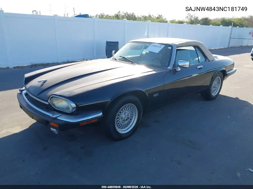 1992 Jaguar Xjs VIN: SAJNW4843NC181749 Lot: 44573545