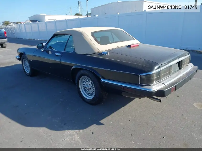 1992 Jaguar Xjs VIN: SAJNW4843NC181749 Lot: 44573545