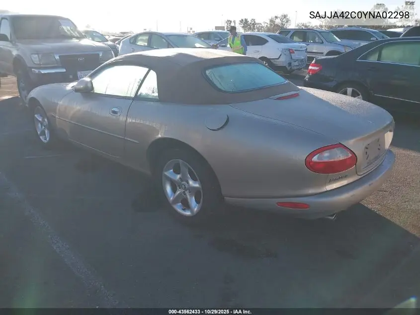 2000 Jaguar Xk8 VIN: SAJJA42C0YNA02298 Lot: 43562433