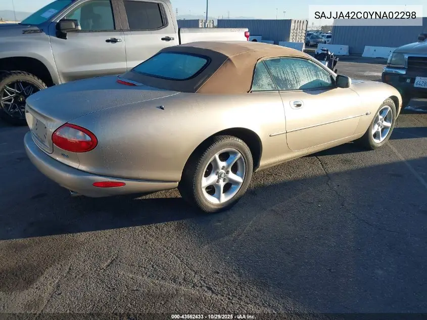 2000 Jaguar Xk8 VIN: SAJJA42C0YNA02298 Lot: 43562433