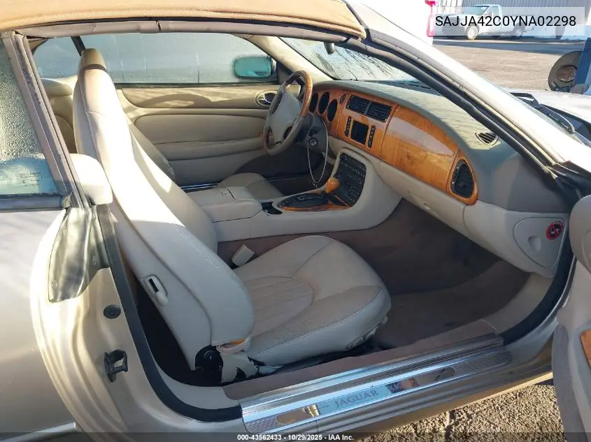 2000 Jaguar Xk8 VIN: SAJJA42C0YNA02298 Lot: 43562433