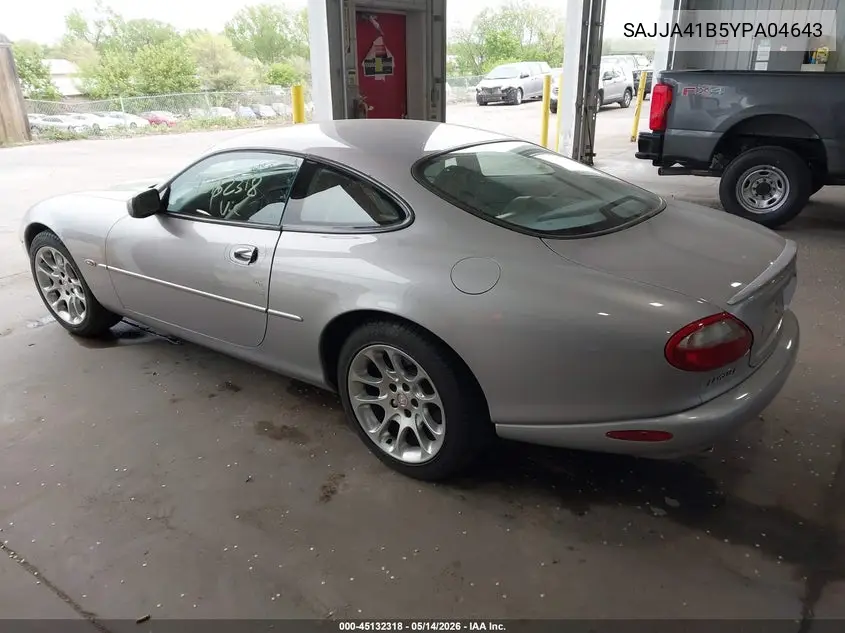 2000 Jaguar Xk8 VIN: SAJJA41B5YPA04643 Lot: 45132318