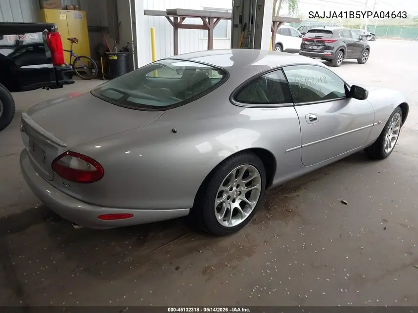 2000 Jaguar Xk8 VIN: SAJJA41B5YPA04643 Lot: 45132318