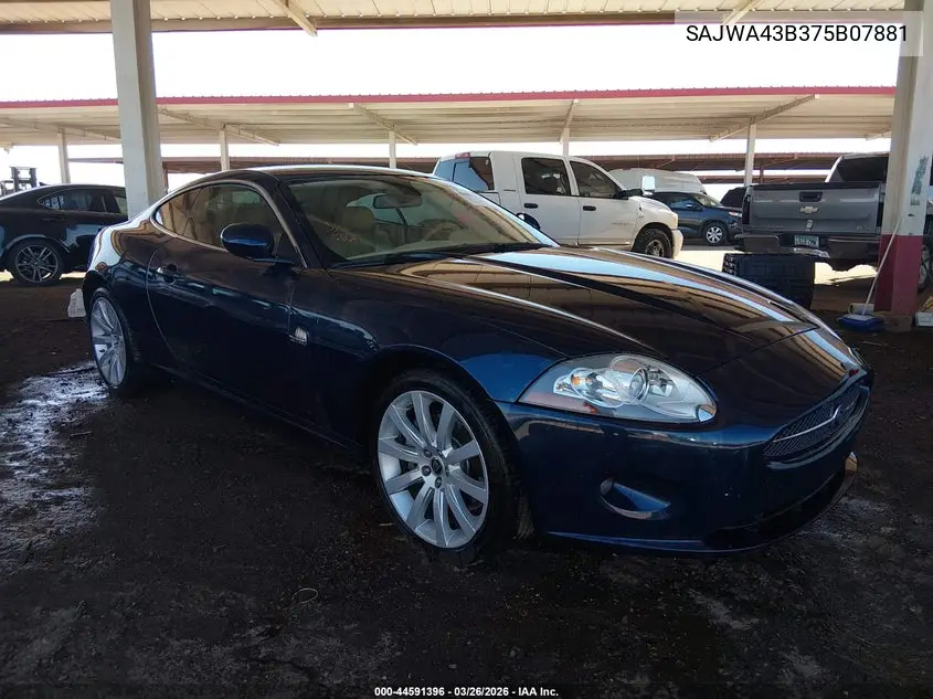 2007 Jaguar Xk VIN: SAJWA43B375B07881 Lot: 44591396