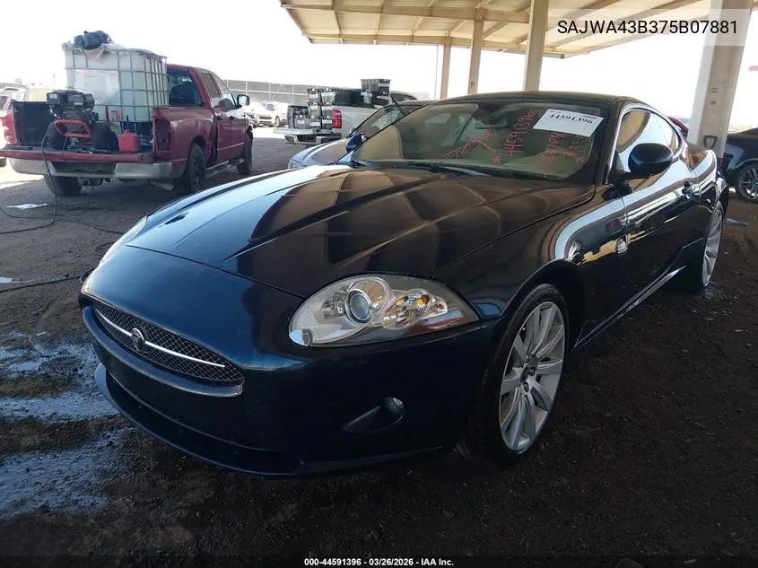 2007 Jaguar Xk VIN: SAJWA43B375B07881 Lot: 44591396