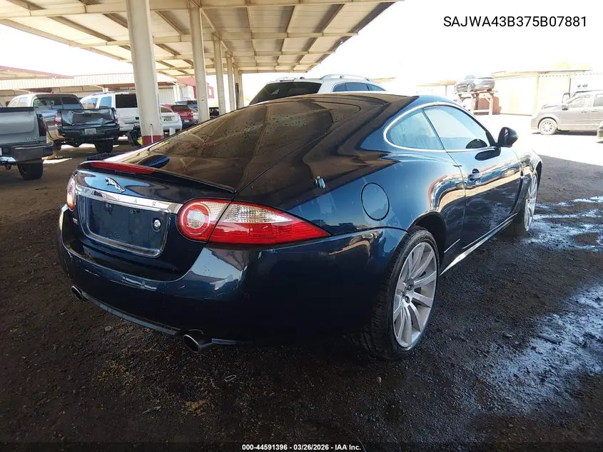 2007 Jaguar Xk VIN: SAJWA43B375B07881 Lot: 44591396