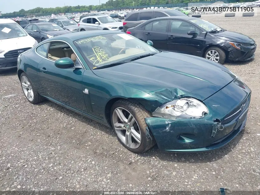 2007 Jaguar Xk VIN: SAJWA43B075B11905 Lot: 45312358