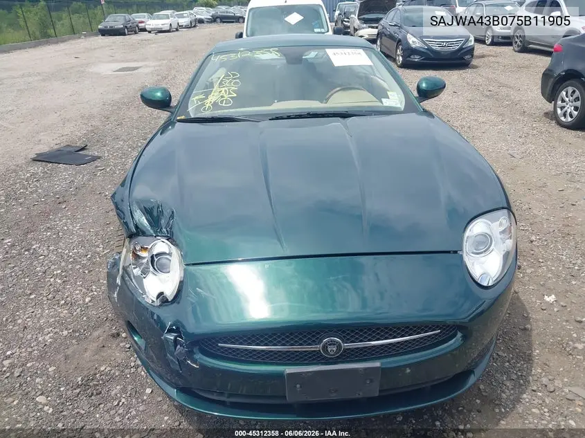 2007 Jaguar Xk VIN: SAJWA43B075B11905 Lot: 45312358