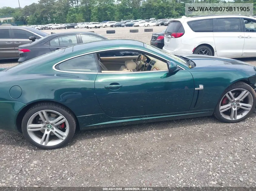 2007 Jaguar Xk VIN: SAJWA43B075B11905 Lot: 45312358