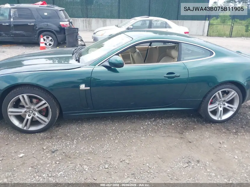 2007 Jaguar Xk VIN: SAJWA43B075B11905 Lot: 45312358