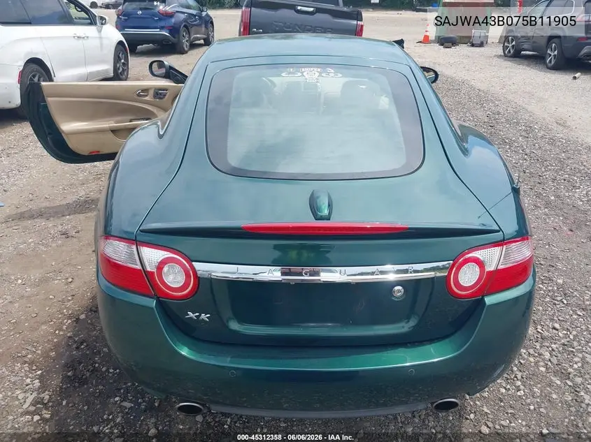 2007 Jaguar Xk VIN: SAJWA43B075B11905 Lot: 45312358