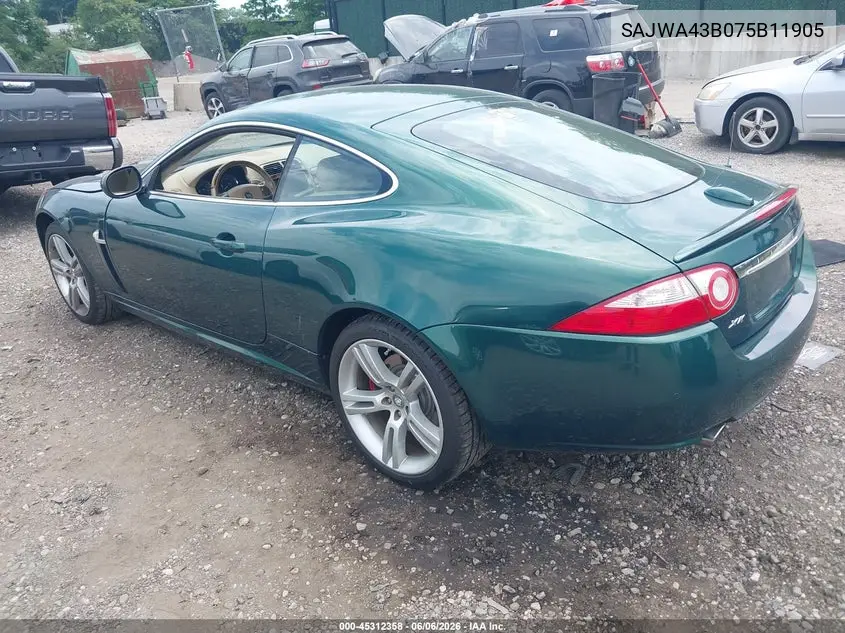 2007 Jaguar Xk VIN: SAJWA43B075B11905 Lot: 45312358
