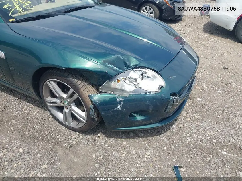 2007 Jaguar Xk VIN: SAJWA43B075B11905 Lot: 45312358