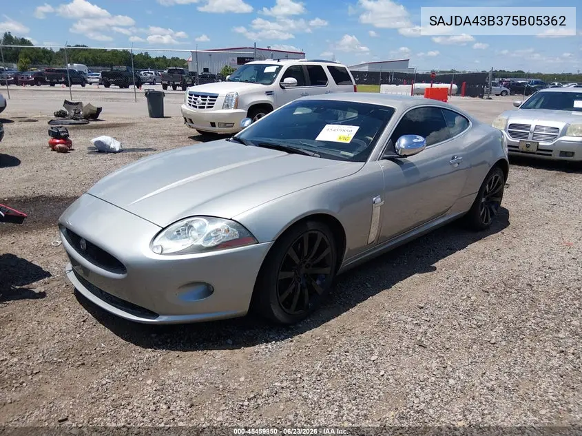 2007 Jaguar Xk VIN: SAJDA43B375B05362 Lot: 45459850