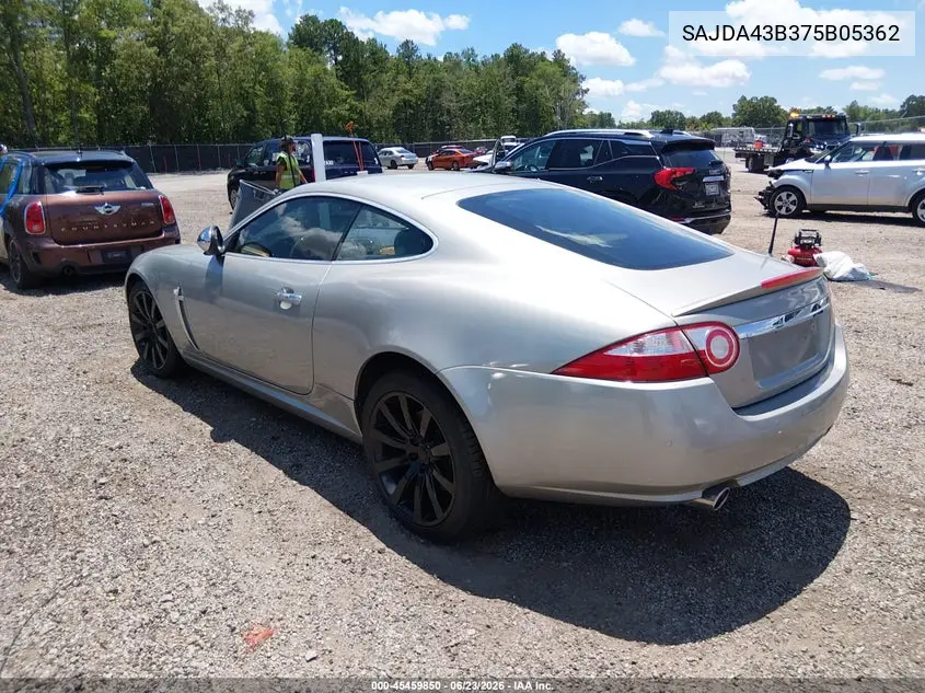 2007 Jaguar Xk VIN: SAJDA43B375B05362 Lot: 45459850