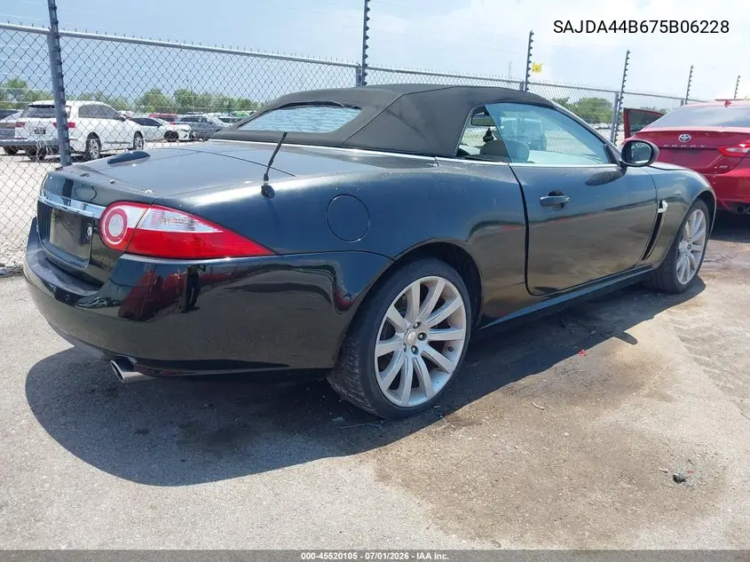 2007 Jaguar Xk VIN: SAJDA44B675B06228 Lot: 45520105