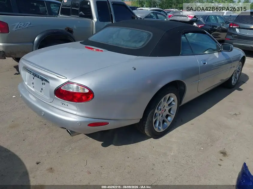 2002 Jaguar Xkr VIN: SAJDA42B62PA26315 Lot: 45292315
